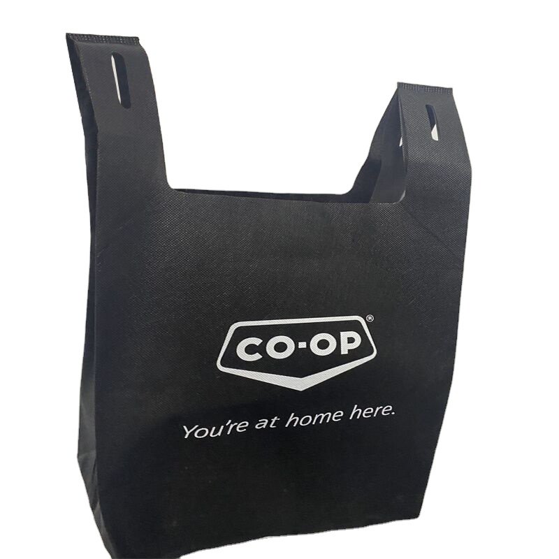Non-woven fabric customizable Lifestyle vest tote bottomless reusable handheld shopping thank you Bags for Supermarket promotion