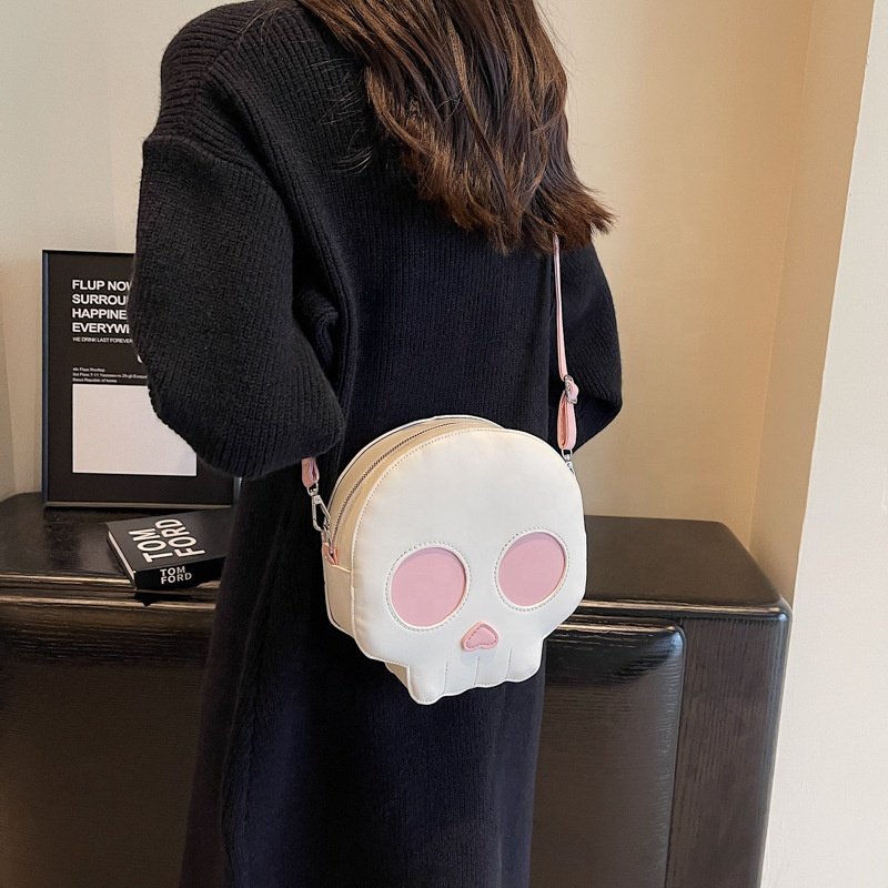 Designer Lady Shopping Bags PU Leather Chain Shoulder Skull Purses Small Style Fashion Women Skull Bag