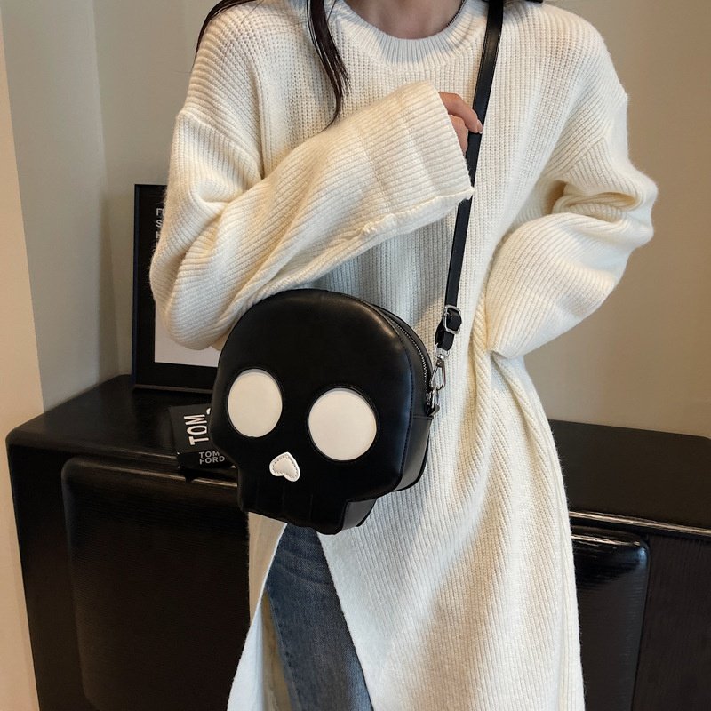 Designer Lady Shopping Bags PU Leather Chain Shoulder Skull Purses Small Style Fashion Women Skull Bag