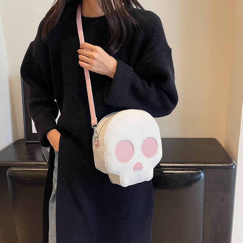Designer Lady Shopping Bags PU Leather Chain Shoulder Skull Purses Small Style Fashion Women Skull Bag