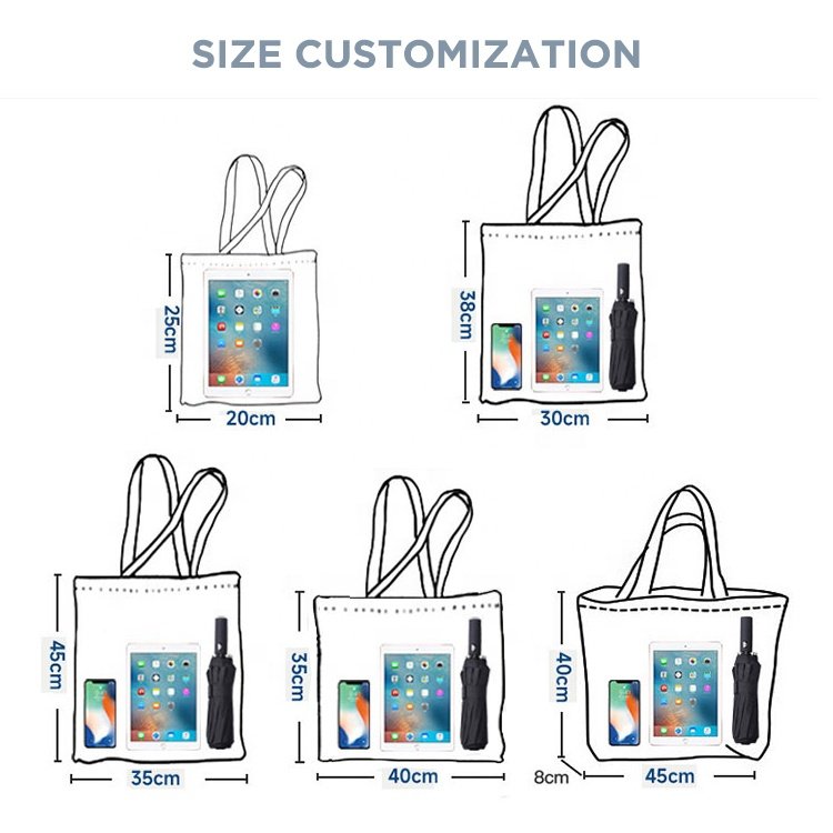 huahao custom large canvas tote bag custom printed logo own design with pocket and zipper