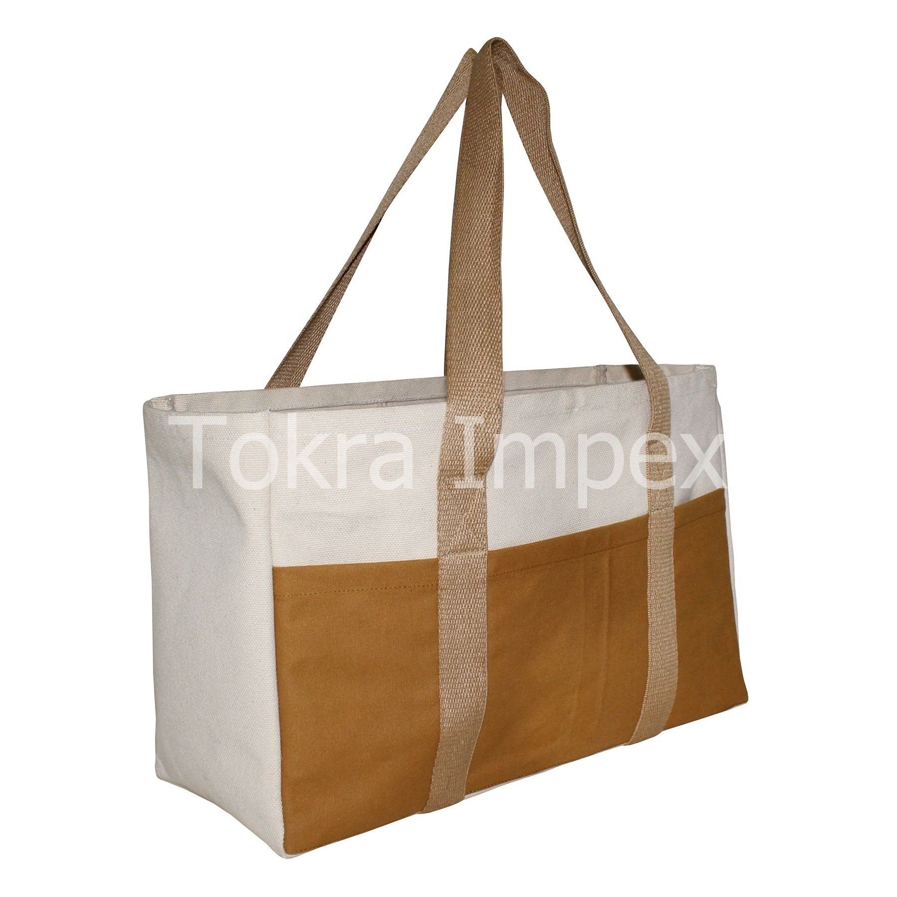 Custom Style Long Handle Casual Tote Bag Open Type 24 Oz Heavy Duty Tote Bags Canvas Shopping Gift & Branding Promotional Bag