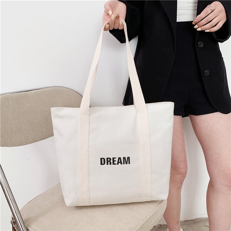 Wholesale High Quality Plain Organic Reusable Fashionable Custom Design Print Cotton Canvas Tote Bag Shopping Bag With Logo