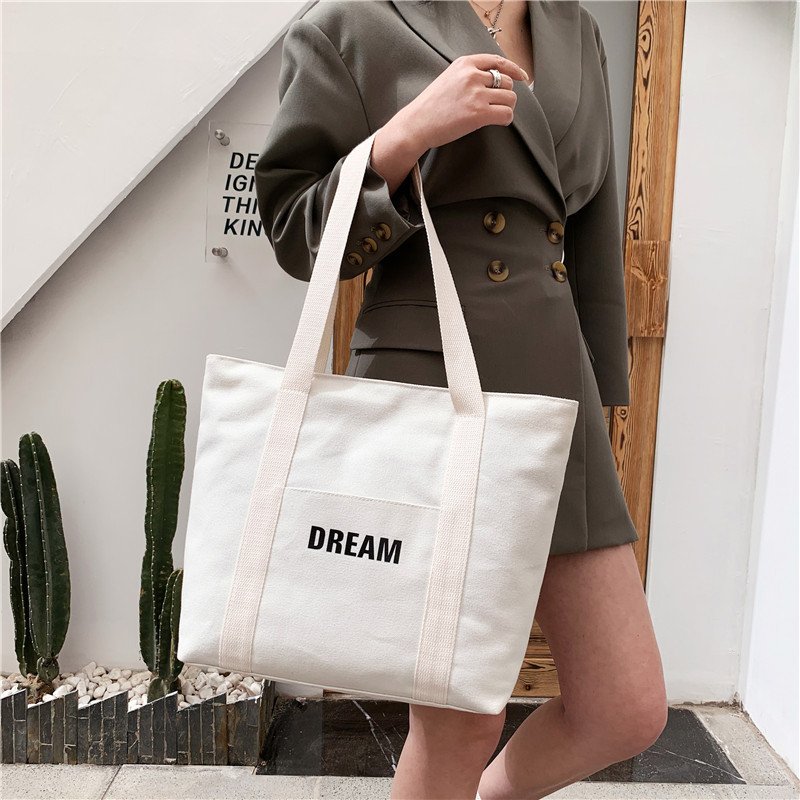 Wholesale High Quality Plain Organic Reusable Fashionable Custom Design Print Cotton Canvas Tote Bag Shopping Bag With Logo