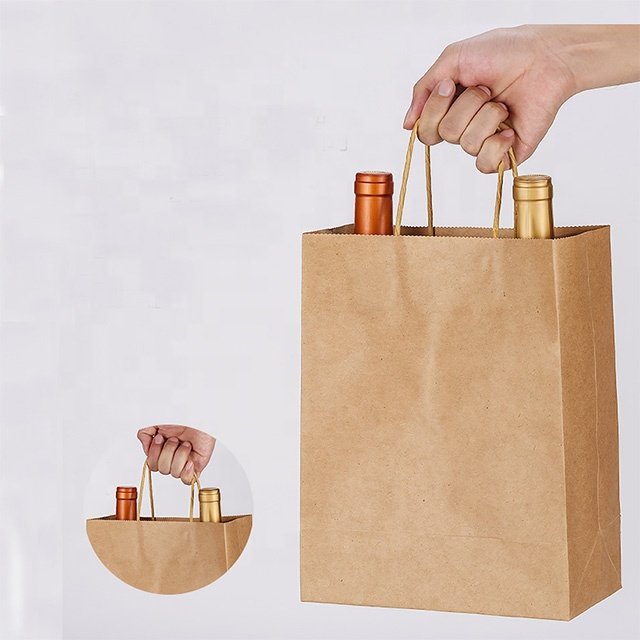 Kraft paper shopping bag tote bag with rope handle