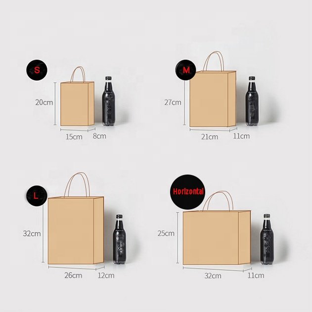 Kraft paper shopping bag tote bag with rope handle