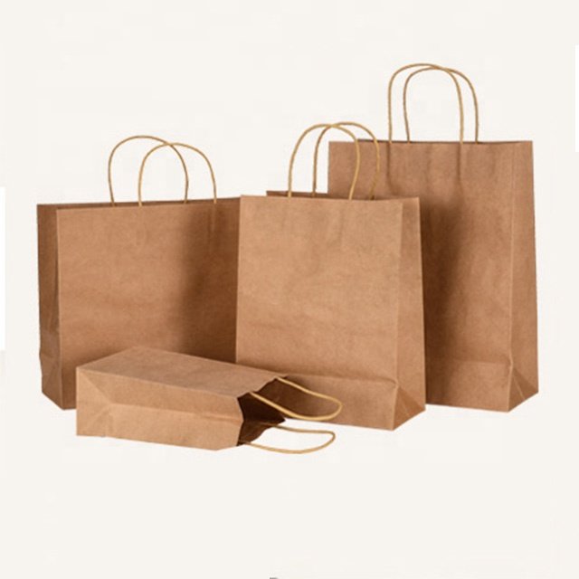 Kraft paper shopping bag tote bag with rope handle