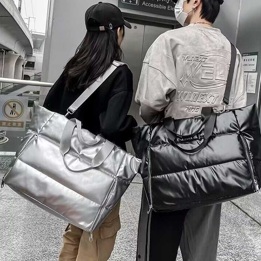 Custom Large Size Carryall Shopping Bag Plush Padded Shoulder Bag Waterproof Lightweight Puffy Tote Bag Fluffy Handbag