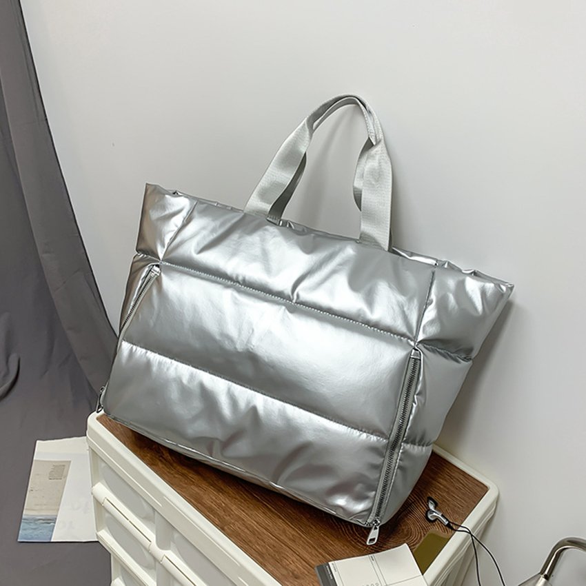 Custom Large Size Carryall Shopping Bag Plush Padded Shoulder Bag Waterproof Lightweight Puffy Tote Bag Fluffy Handbag