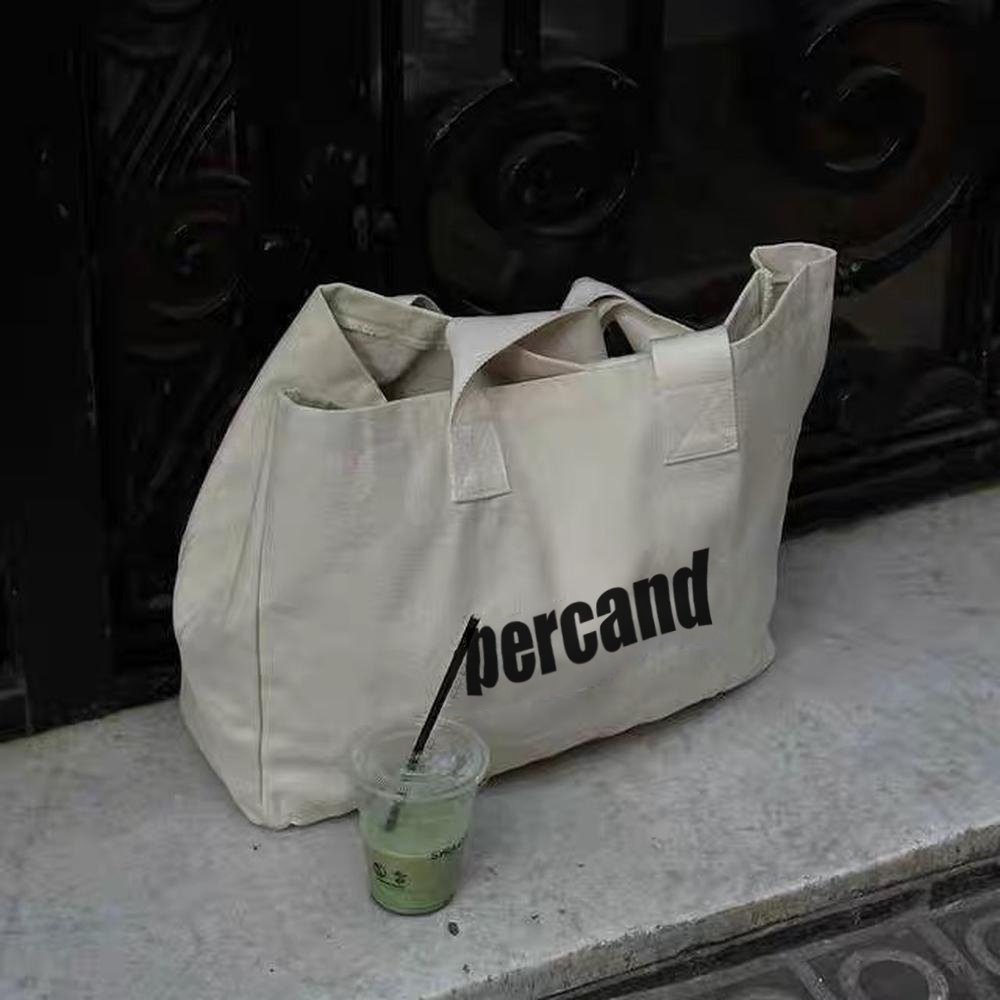 eco friendly heavy duty canvas tote bag with wide webbing handle strap large capacity durable custom logo customize size