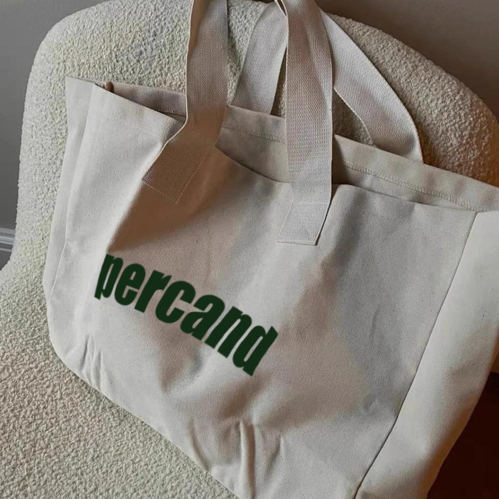 eco friendly heavy duty canvas tote bag with wide webbing handle strap large capacity durable custom logo customize size