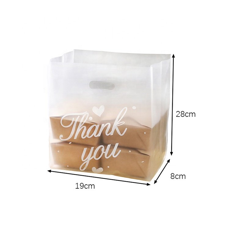 Thank You Plastic Bags Natal Frosted Gift Packaging With Handle shopping bag for food