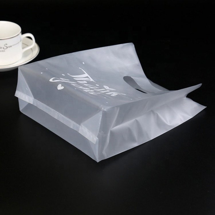 Thank You Plastic Bags Natal Frosted Gift Packaging With Handle shopping bag for food