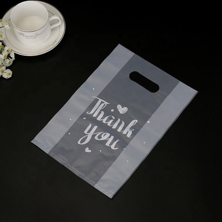 Thank You Plastic Bags Natal Frosted Gift Packaging With Handle shopping bag for food
