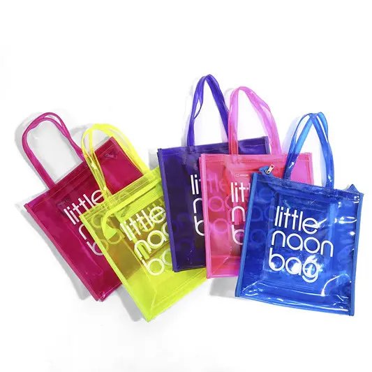 Custom Logo Little Nurse Plastic Clear Transparent Waterproof PVC Tote Bag Shopping bag with Zipper and Pocket