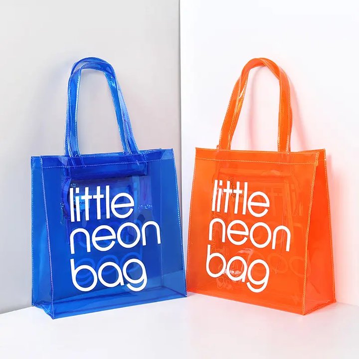 Custom Logo Little Nurse Plastic Clear Transparent Waterproof PVC Tote Bag Shopping bag with Zipper and Pocket