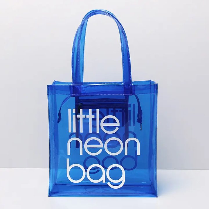 Custom Logo Little Nurse Plastic Clear Transparent Waterproof PVC Tote Bag Shopping bag with Zipper and Pocket