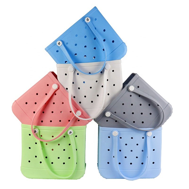 New Spot Wholesale Hot Selling Bogg Bag Women Fashion Rubber Tote Shoulder Bag Waterproof EVA Silicone Summer Bogg Beach Bag