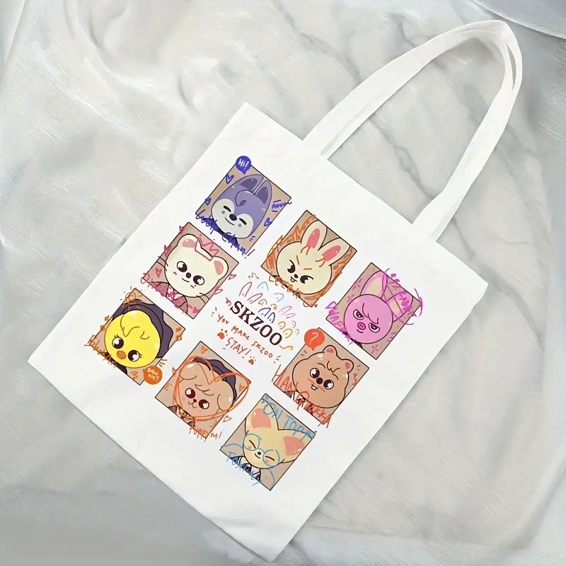 1pc Cute shzoo Canvas pattern Tote Canvas Personalized Shoulder Bag For Travel Women's Reusable Shopping Bag With Custom Printed