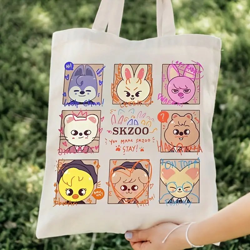 1pc Cute shzoo Canvas pattern Tote Canvas Personalized Shoulder Bag For Travel Women's Reusable Shopping Bag With Custom Printed