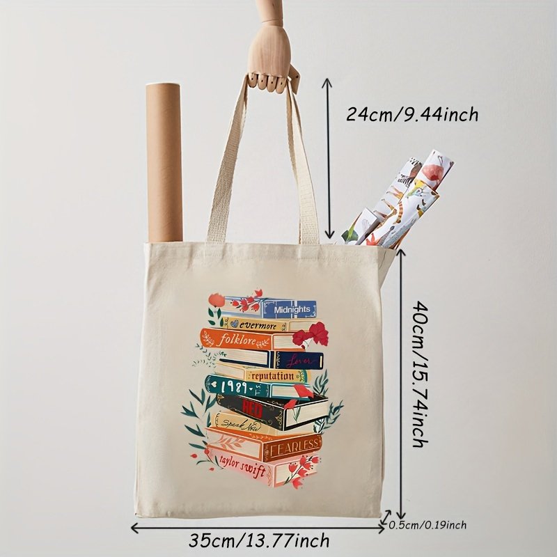 1pc Taylor's Album Book pattern Tote Canvas Personalized Shoulder Bag For Travel Women's Reusable Shopping Bag With Custom
