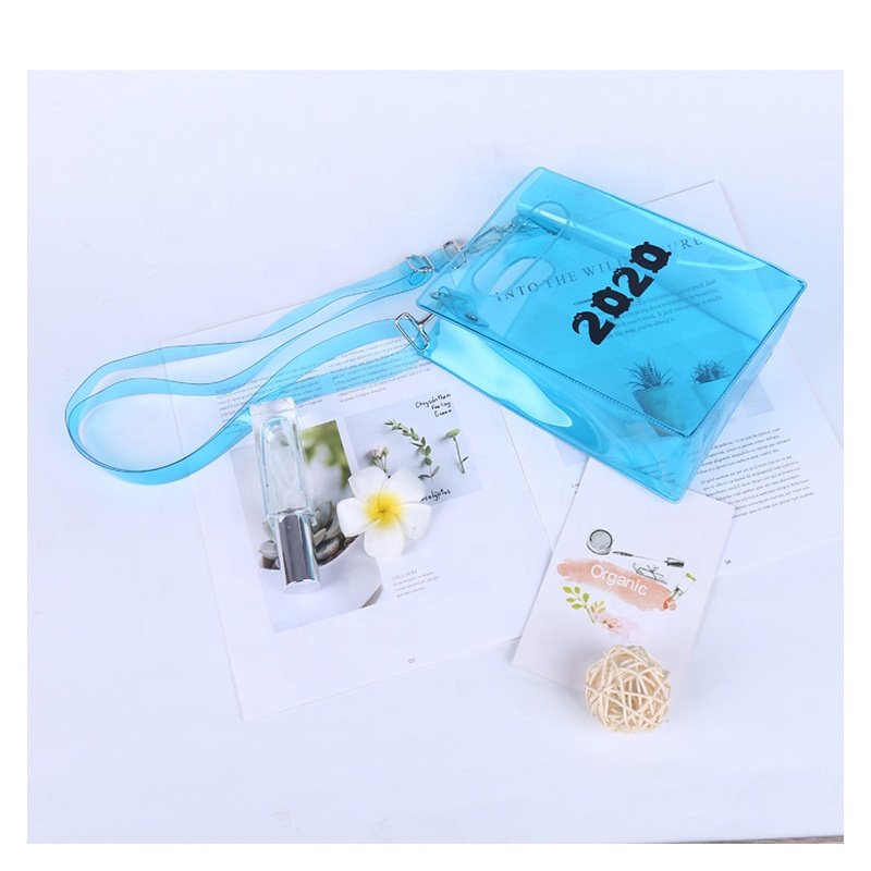 High quality eco-friendly waterproof portable shopping bag traveling gift bag blue pvc tote bag