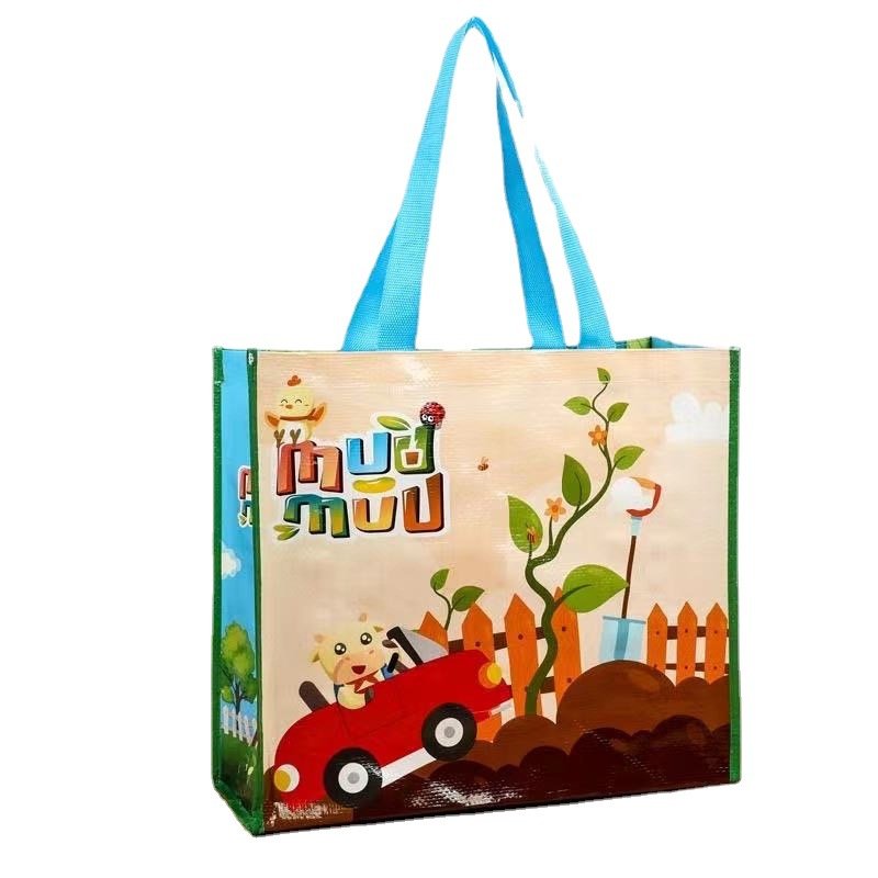 Friendly reusable grocery recycled ecobag pp nonwoven bags laminated carry shopping bag with custom printed