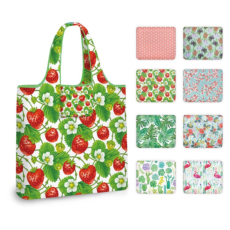 Supermarket Foldable Polyester Eco Friendly Rpet Reusable Grocery Shopping Tote Bags with Custom Logo