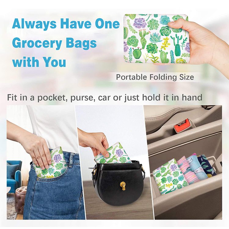 Supermarket Foldable Polyester Eco Friendly Rpet Reusable Grocery Shopping Tote Bags with Custom Logo