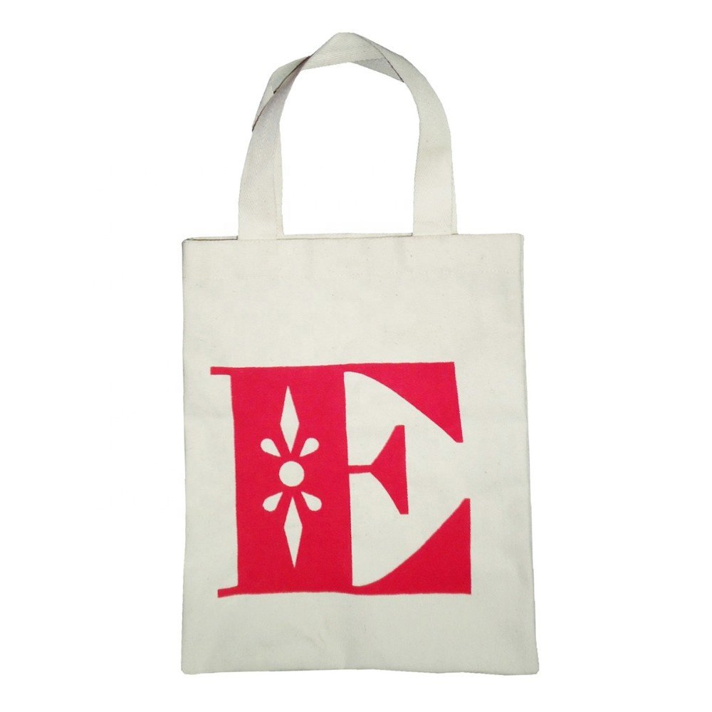 Simple Daily Use Web Handle Small Customized Size One Color Logo Print Cotton Canvas Bag For Grocery Shopping Advertisement