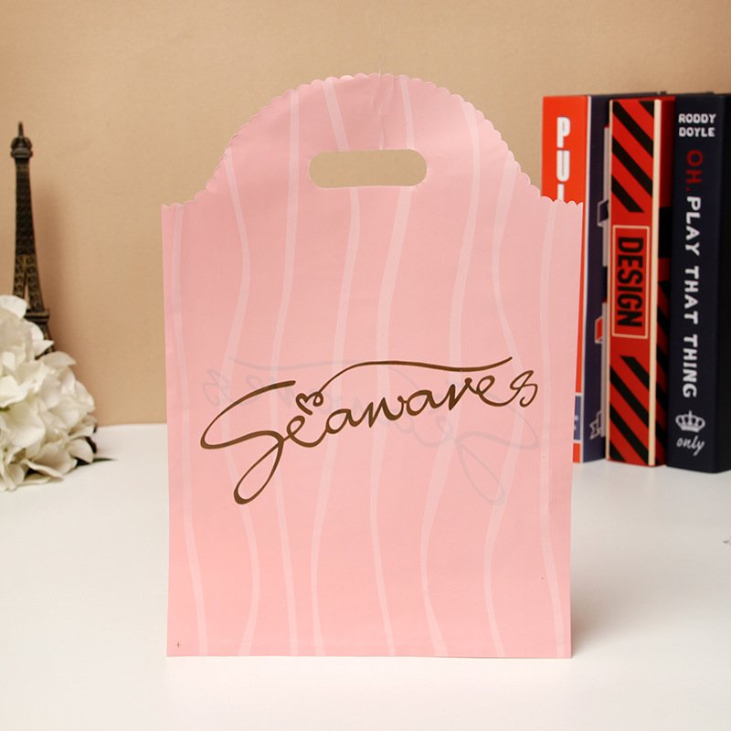 Personalized Custom Logo Printed Ldpe Hdpe Merchandise Die Cut Plastic Shopping Bag With Handle
