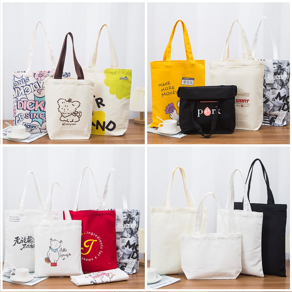 OEM&ODM Custom Printed Recycle Plain Organic Cotton Canvas Tote Bag Large Reusable Canvas Cotton Shopping Bag With Logo