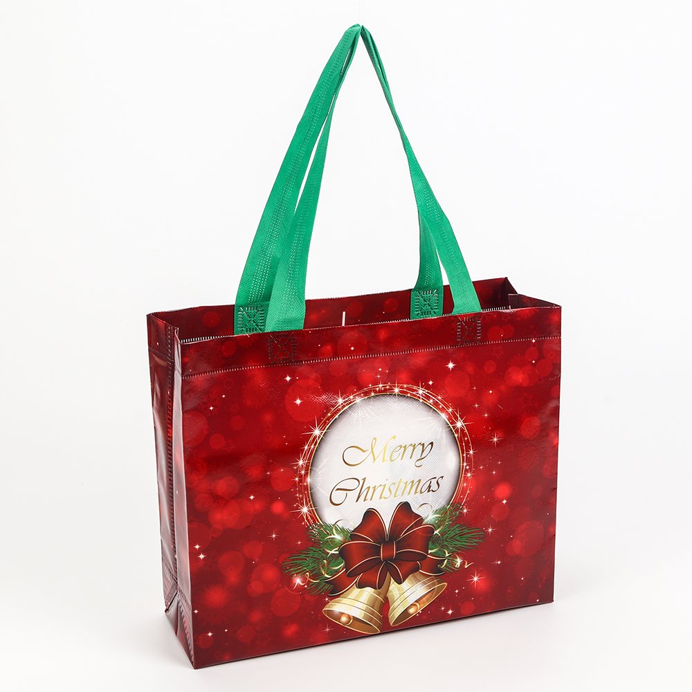 Hot Selling Christmas Printing Large Folding Eco Recycled Non Woven Shopping Tote Bag