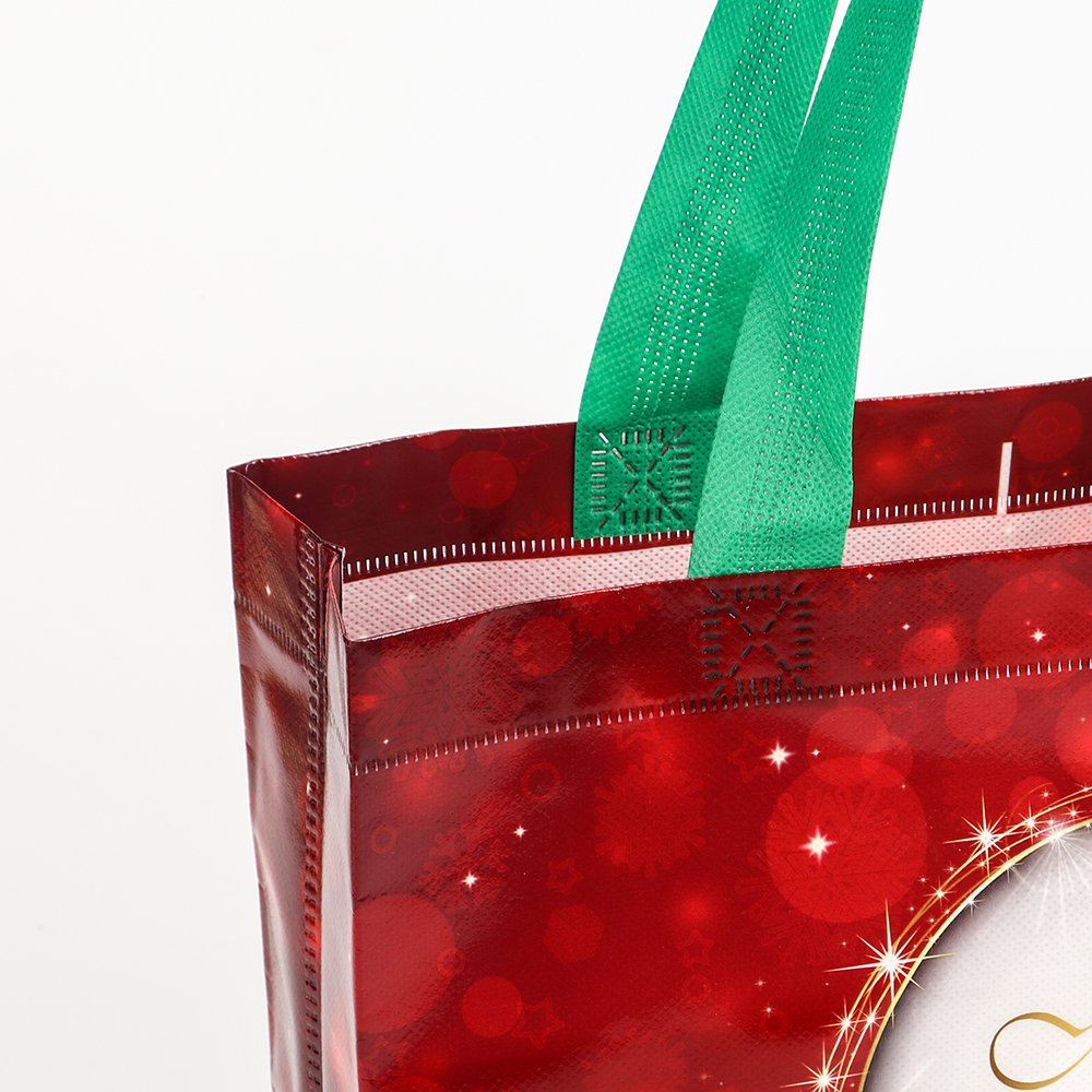 Hot Selling Christmas Printing Large Folding Eco Recycled Non Woven Shopping Tote Bag