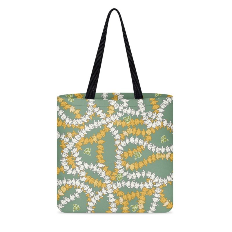 Hawaiian Maile Leaves Handbag for Women Dropship POD Double-sided Printing Shopping Bag