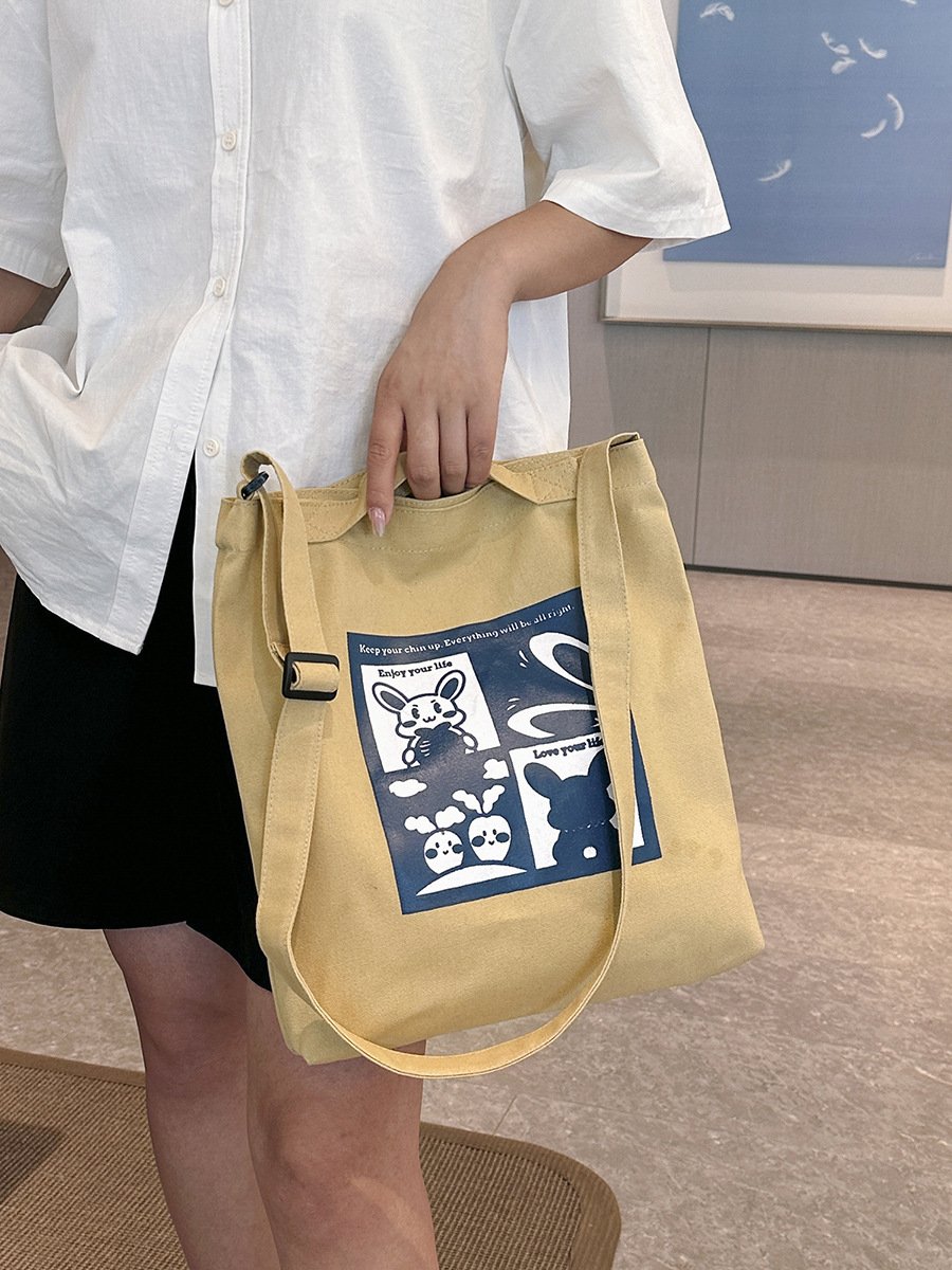 Customize Black Flower Printed Art Style Wholesale Grocery Shopping Bag Reusable Cotton Canvas Tote Bags