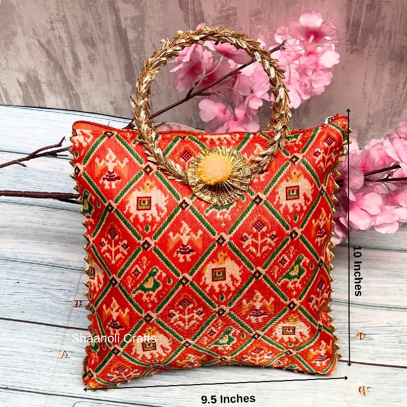 New Arrival Traditional Rajasthani Indian Printed Handbags Wedding Favor For Return Gifts Handbags Wrist Handle Bags
