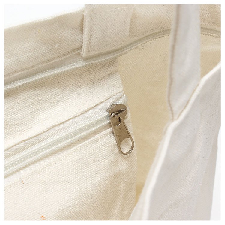 cotton BAG with silk printing shopping canvas shopping bag TRAVEL with inner zipper