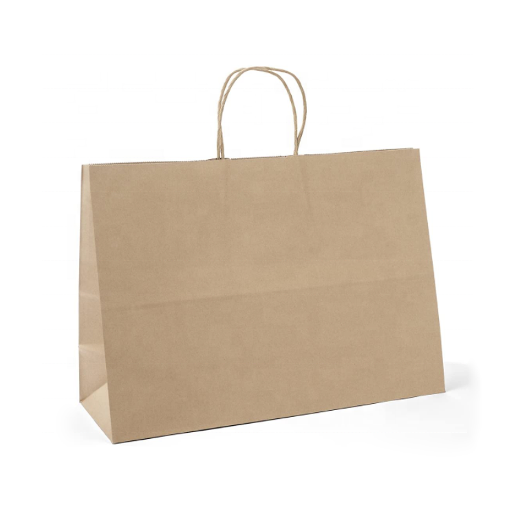 Cheap Plain Brown Kraft Paper Bag Food Shopping Bag Package OEM Logo Print Flexo Printing Recyclable Customized Size Accept 2kg