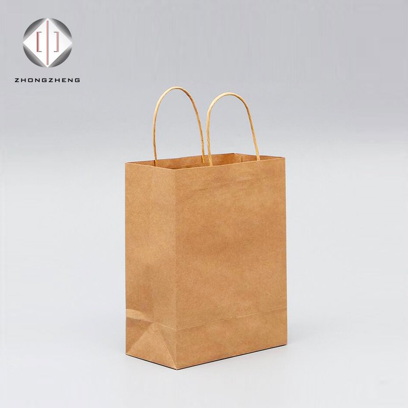 Cheap Plain Brown Kraft Paper Bag Food Shopping Bag Package OEM Logo Print Flexo Printing Recyclable Customized Size Accept 2kg