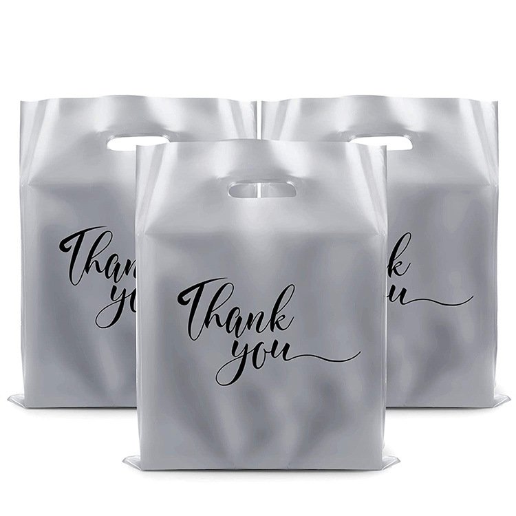 custom logo shopping bag recyclable packaging thank you plastic shopping bags for small business with logo print