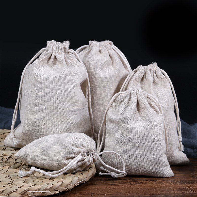 Wholesale BSCI Factory Jute Bags For Bottle Gifts Drawstring Beam Cotton Canvas Gunny Jute Bag Pouch