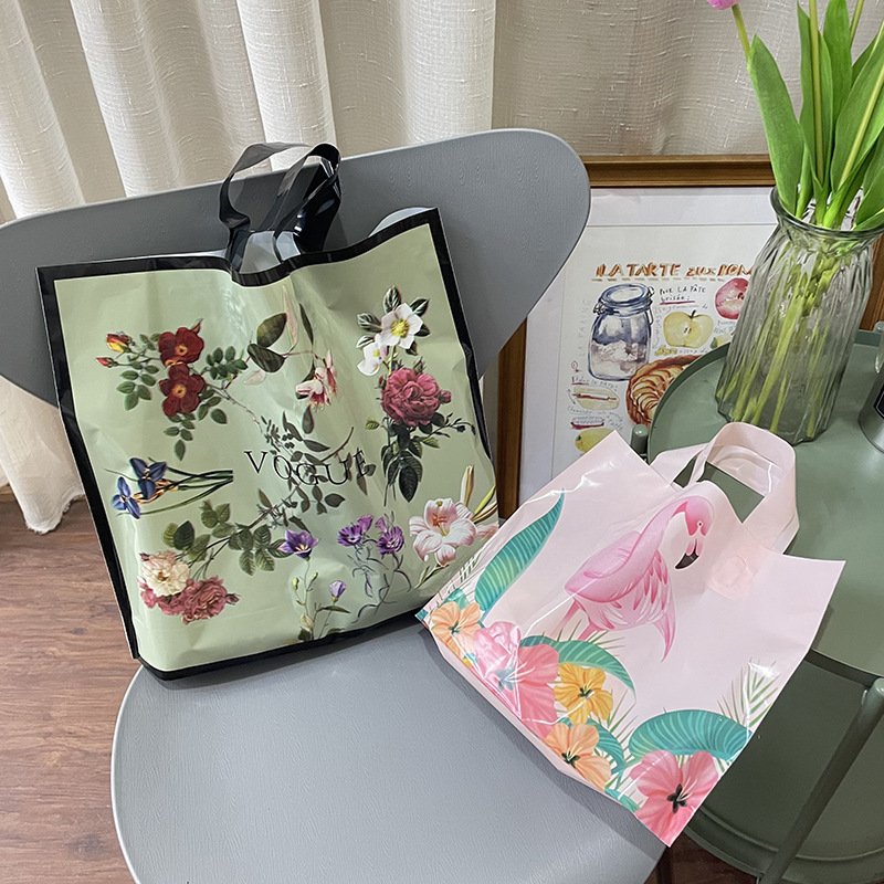 ODM OEM folding bag Canvas shopping bag Square Bottom HDPE Bag PET/PE Plastic Shopping Suit Packaging for Clothing with Handle