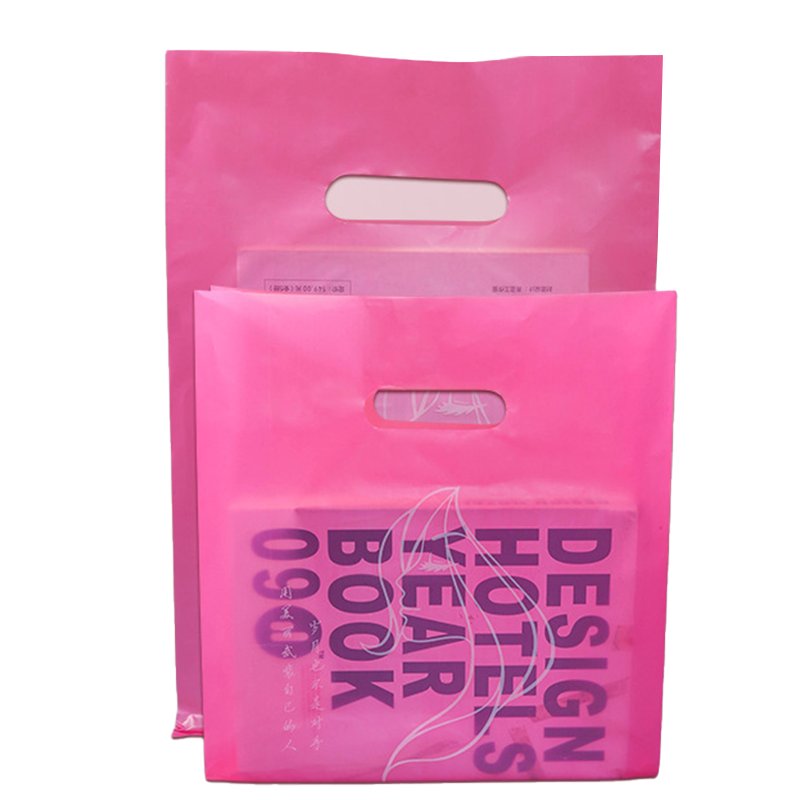 ES Custom Packaging Bag Printed Logo Personalized Ldpe Hdpe Merchandise Die Cut Plastic Shopping Bag With Handle