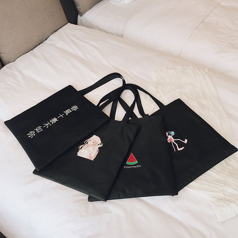 customize promotional black reusable 12oz cotton canvas shopping grocery tote canvas bag shopper bag