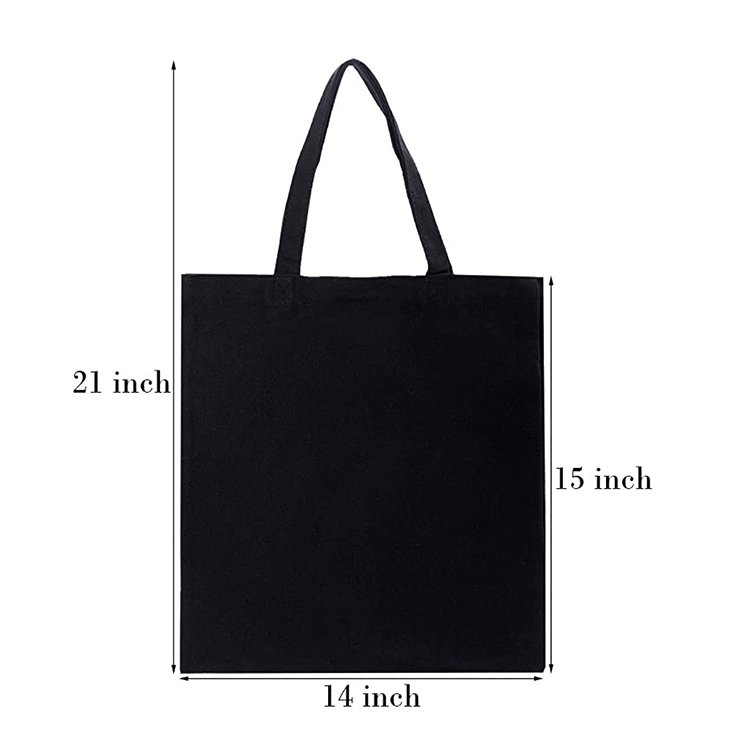 Wholesale black canvas shopping bags custom logo folding lightweight tote bag canvas