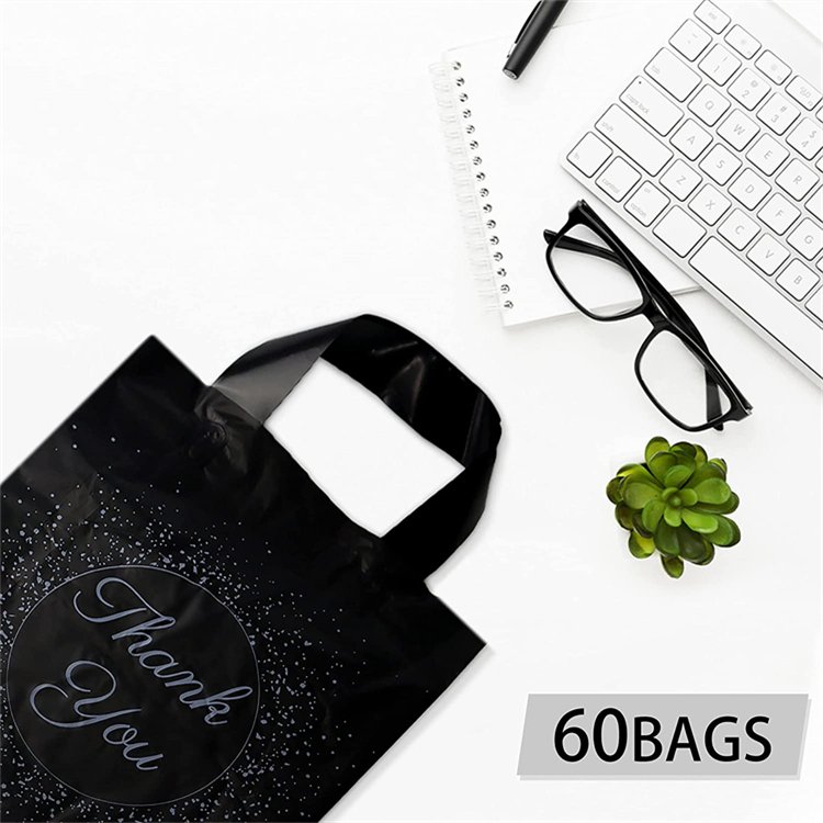 Custom Pattern LDPE Thank You Bag Assorted Color with Soft Loop Handle for Small Business Package Gusset Type Plastic Bag