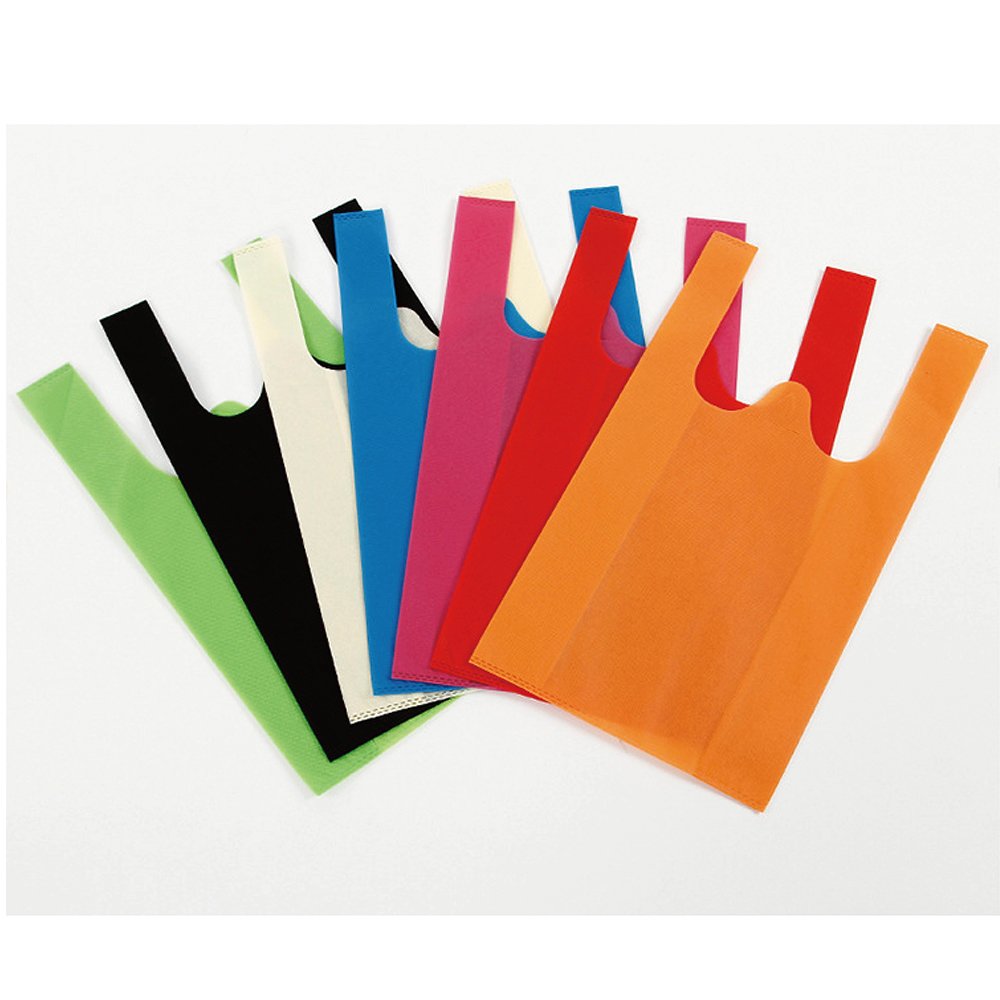Eco friendly non woven die cut supermarket reusable grocery clothing t shirt shopping bag