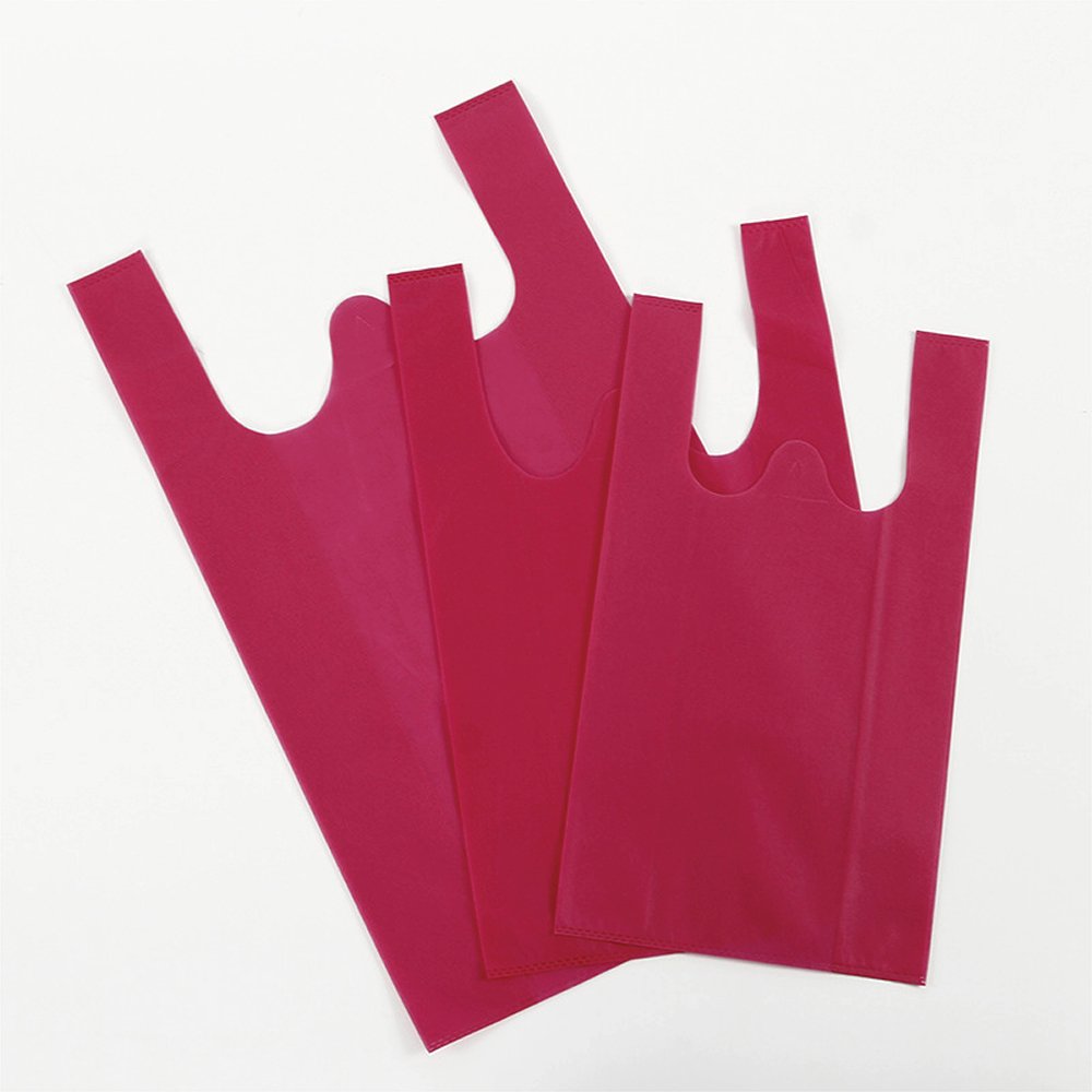 Eco friendly non woven die cut supermarket reusable grocery clothing t shirt shopping bag