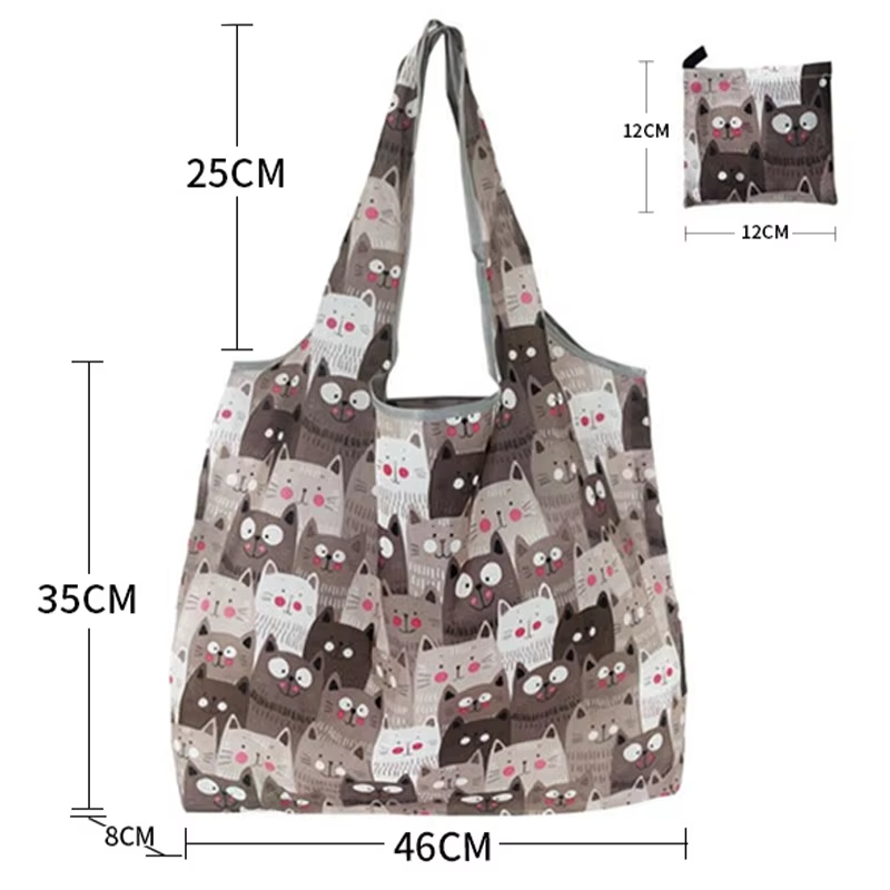 Wholesale Customized Heavy Duty Folding Tote Reusable Grocery Bag Eco Polyester Foldable Shopping Bags for Advertising Gifts